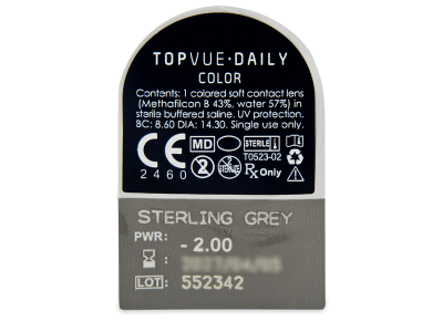 TopVue Daily Color - Sterling Grey - Ημερήσιοι φακοί Διοπτρικοί (2 φακοί) - Προεπισκόπηση πακέτου φυσαλίδας