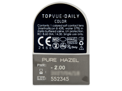 TopVue Daily Color - Pure Hazel - Ημερήσιοι φακοί Διοπτρικοί (2 φακοί) - Προεπισκόπηση πακέτου φυσαλίδας