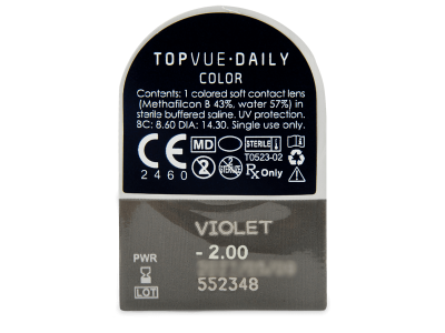 TopVue Daily Color - Violet - Ημερήσιοι φακοί Διοπτρικοί (2 φακοί) - Προεπισκόπηση πακέτου φυσαλίδας