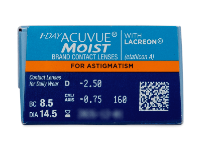 1 Day Acuvue Moist for Astigmatism (30 φακοί) - Προεπισκόπηση Χαρακτηριστικών